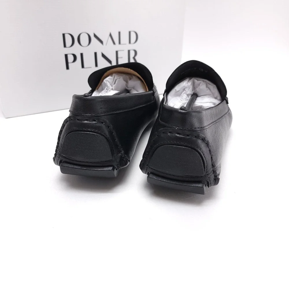 NEW Donald Pliner Victor GW Size 13 M Leather‎ Black Driving Shoes Moccasins